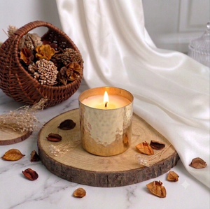 Best Product for Gifting Bulk Price Golden Metal Glass <b>Candle</b> Brass Coated Urli Natural <b>Wax</b> <b>Candle</b> Customize Decorative Box - Product Image 5