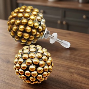 Golden Round Zinc Alloy <b>Drawer</b> Knobs for Dresser Cabinet Industrial Style Eco-Friendly Easy Installation Bedroom & Home Office - Product Image 5