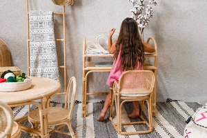 โต๊ะเรียนดอกไม้ ทําจากโต๊ะของเล่นหวาย ปลอดภัยต่อสุขภาพ เป็นมิตรกับสิ่งแวดล้อม เด็ก ราคาดีที่สุด สินค้าคุณภาพสูงเวียดนาม - Product Image 4