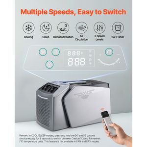 Condizionatore d'Aria Portatile 5000 BTU con 3 Velocità, Timer 24H, Regolabile 16-32°C, Compatibile con Spine AU UK US EU - Product Image 4