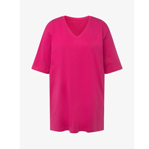 เสื้อยืดคอวีทรงหลวมสำหรับผู้หญิงไซส์ใหญ่ สีพื้น ระบายอากาศได้ดี เหมาะสำหรับใส่ลำลองในฤดูร้อน รับผลิตเสื้อผ้าแบบ OEM ODM - Product Image 1