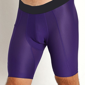 Men's Purple Compression Shorts <b>Mid</b> Waist Breathable Spandex Polyester Knitted Casual Sporty Style - Product Image 1