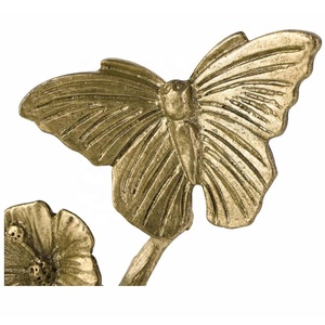 New Arrival Heavy Duty Butterfly & Flower <b>Wall</b> <b>Hooks</b> Metal Robe <b>Hooks</b> for Coat Hanger Bathroom Kitchen Towel Holder Gold Finish - Product Image 2