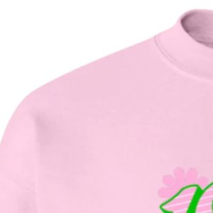 <b>Pink</b> 1908 Alpha Graphic Crewneck Pullover Sweatshirt Long Sleeve Ribbed Cuffs Casual Womens Fleece <b>Top</b> Fashion Streetwear - Product Image 2