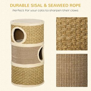 Condo per Gatti di Lusso a 3 Piani da 28 Pollici con Tiragraffi in Sisal, Rifugio in Tessuto e Tiragraffi Multilivello Marrone, Confezionato in Cartone - Product Image 6