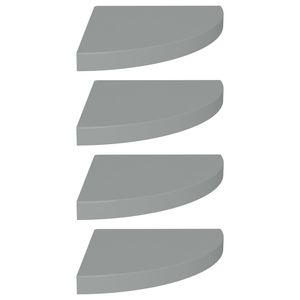 Mensole angolari galleggianti 4 pezzi grigie 13.8 "x 13.8" x 1.5 "MDF da parete e da esposizione - Product Image 2