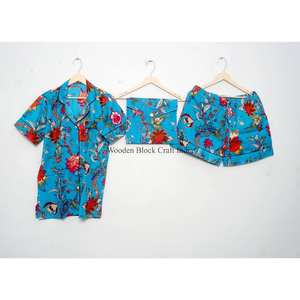 Conjunto de Pijama de Manga Corta para Mujer, Estampado Floral de Lujo, 100% Algodón, Suave y Transpirable, para Otoño/Invierno, para Uso en el Hogar y Hotel - Product Image 3