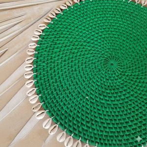 Nouvelle collection de sets de table ronds en rotin avec coquillages, fabriqués au Vietnam, OEM ODM, couleur au choix, meilleur prix de gros - Product Image 6