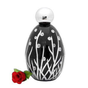 "Elegant Mauve Speckled Metal Cremation Urn for Human Ashes - Modern Handcrafted <b>Memorial</b> Jar with Brushed Silver Band - Product Image 2