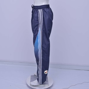 Men's Navy Blue Sporty <b>Cargo</b> Sweatpants <b>White</b> Stripes Elastic Waist Drawstring Midweight Cotton Breathable Eco-Friendly Pants - Product Image 2