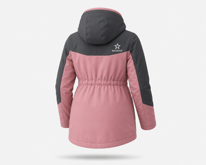 Chaqueta de Invierno para Mujer SALSTAR, Color Rosa Gris, con Capucha, Acolchada, Resistente al Viento, Abrigo Largo con Cierre de Cremallera - Product Image 4