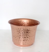 Cachepot ovale en métal martelé avec poignées latérales, pot à fleurs décoratif en fer
