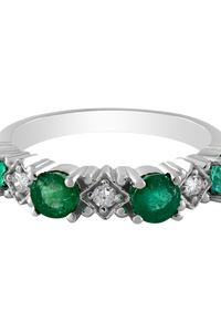 Diamond and <b>Emerald</b> <b>Ring</b> in 92.5 Sterling <b>Silver</b> KLSR-11110 - Product Image 2