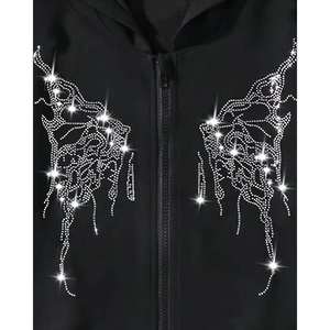 Survêtement Homme Premium Tendance avec Strass, Effet Délavé, Hoodie Oversize et Pantalon de Survêtement Imprimé, Fermeture Éclair, Personnalisable, Décontracté, pour l'Extérieur - Product Image 5