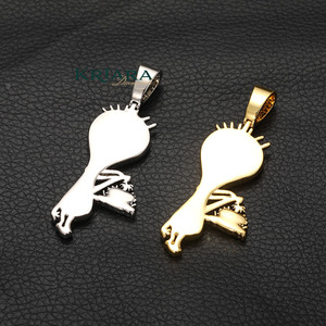 Pendentif en argent 925 plaqué or avec diamant cultivé en laboratoire, style hip-hop, unisexe, à porter au quotidien - Product Image 4