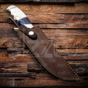 Couteau Bowie Avalanche en acier D2 fait main OEM, manche en résine, couteau à lame fixe tactique de survie pour la chasse en plein air avec étui en cuir - Product Image 6