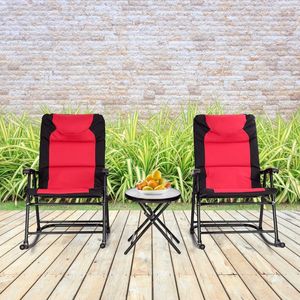 Ensemble de 3 chaises pliantes d'extérieur avec coussins, ensemble de meubles de patio pratiques avec table - Product Image 1