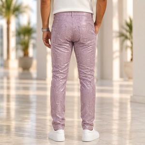 Men's <b>Snake</b> <b>Print</b> Leather Cargo Pants, Exotic Python Style <b>Trousers</b> Men's <b>Snake</b> embossed Leather Pants | Python Pattern Leather - Product Image 2