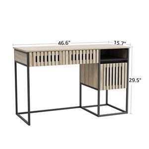 Bureau d'ordinateur moderne et minimaliste avec tiroirs Assemblage facile Commode et rangement à éléments verticaux avec cadre en métal Bureaux - Product Image 6