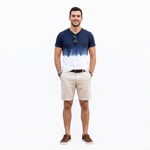 เสื้อยืดผู้ชายลายไล่สีสไตล์ศิลปะลำลองสำหรับฤดูร้อน รับผลิตแบบ OEM ODM ขายส่งจากโรงงาน สีตามสั่ง MOQ ต่ำ - Product Image 1