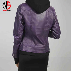High Quality <b>Men's</b> <b>Purple</b> Pu Leather Slim Fit Waterproof Breathable Windproof Moto Jacket Zipper Closure Winter Fashion Solid - Product Image 3