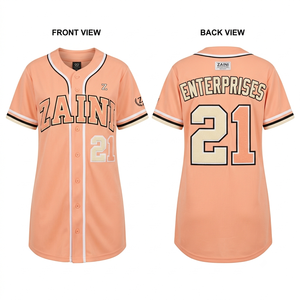 Women Baseball <b>Dress</b> Jersey 160 GSM Premium Polyester Mesh Peach White Black Panel <b>Custom</b> Sublimation Embroidery Heat Transfer - Product Image 1