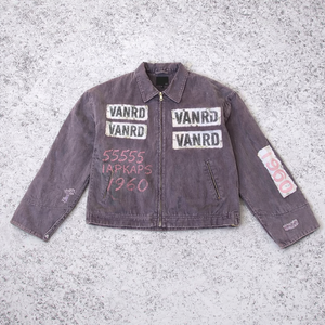 Custom Streetwear Winter Designer Vintage Zip Denim <b>Jacket</b> Embroidered Patch Oversize Distressed Work <b>Jacket</b> <b>Men</b> - Product Image 5