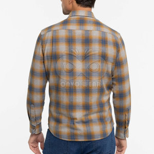 Chemise en flanelle classique pour homme, en mélange de coton doux, à carreaux, boutonnée, coupe classique, avec deux poches poitrine, fournisseur de choix. - Product Image 2