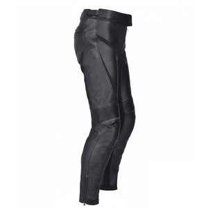 Pantalon en cuir classique pour moto pour homme avec coutures robustes, fermeture réglable et matière durable pour la conduite et les voyages - Product Image 3
