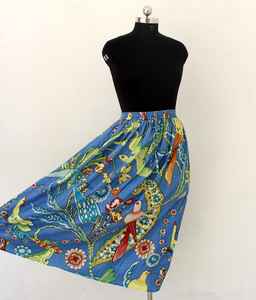 กระโปรงยาวพิมพ์ลายบล็อกอินเดียสำหรับผู้หญิง กระโปรงพิมพ์ลายบล็อก ชุดเดรสพิมพ์ลายด้วยมือ กระโปรงยาวผ้าฝ้ายสีขาวสำหรับผู้หญิง - Product Image 2