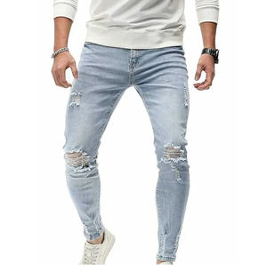 Nuevos Jeans de Hombre a la Moda, Pantalones Vaqueros Holgados, Rectos, Rotos, Desgastados, Casuales, con Lavado Ácido - Product Image 5