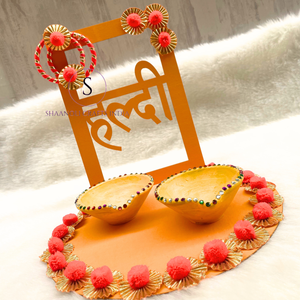 Cadeau de mariage artisanal indien, occasion spéciale, cadeau de Mehndi, Haldi / Mehandi, Pithi, Sangeet, plateau Thali / cadeaux indiens - Product Image 1