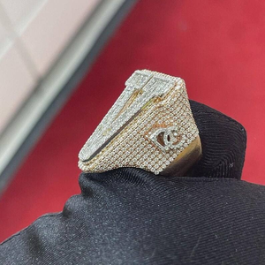 Gold Tone Moissanite Iced Out Statement <b>Ring</b> Luxury Hip Hop Jewellery For Men Fashion Streetwear Gift And Bold Style - Product Image 2