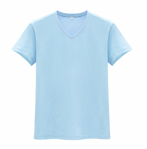 T-shirt décontracté pour homme à col en V et manches courtes, 100 % coton, tissu tricoté uni, écologique, personnalisable, sous-vêtement ajusté de haute qualité - Product Image 4