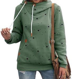 Sudadera con Capucha para Mujer, Verde con Estrella, Forro de Algodón, Manga Larga, Informal, Tejida, Transpirable, para Otoño, con Bolsillos - Product Image 3