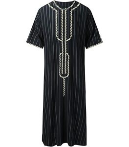 เสื้อคลุมผู้ชาย Thobes ผ้าฝ้ายพรีเมียม คอตั้ง สไตล์มุสลิม สำหรับวันอีด ไซส์ใหญ่ ยาวคลุมเท้า แขนสั้น แห้งเร็ว ระบายอากาศได้ดี ทรงหลวม - Product Image 2