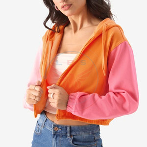 High Quality <b>Winter</b> Women Crop <b>Top</b> Hoodies with Front Logo 100% Cotton Fleece Breathable & Eco-Friendly Wholesale Price - Product Image 2