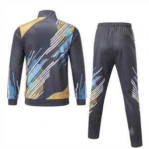 Survêtement polaire à col montant pour homme, 100 % coton, manches longues, fermeture éclair frontale, coupe régulière, taille mi-élastique - Product Image 2