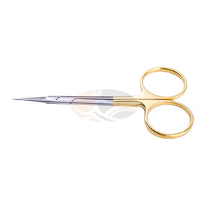 Ciseaux chirurgicaux pour iris, instrument de coupe manuel de précision professionnel, manche doré, certifié CE, réutilisable, en acier inoxydable - Product Image 2