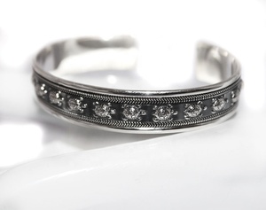 Plata de Ley 925 sólida, ajustable, negro, rodio y chapado en oro, brazalete de tortuga grabado, acabado oxidado, joyería Unisex - Product Image 2