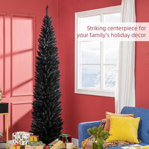 Albero di Natale Sottile con 618 Punte Realistiche, Albero di Natale Artificiale a Matita con Supporto in Plastica, Decorazioni Natalizie Nere - Product Image 5