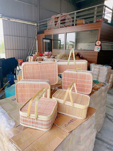 Handwoven Bamboo Gift <b>Box</b> Engraved Portable Woven Basket with Handle Lockable Lid for Craft Retail Display Packaging - Product Image 2