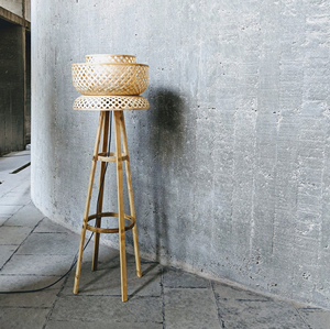 Bamboo floor lamp handweave lampshade lights decorative standing lamps for <b>indoor</b> <b>lighting</b> - Product Image 6