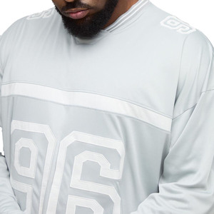 Maillot de football américain respirant à col en V et manches longues, uniforme d'équipe personnalisé gris, tenue d'entraînement sublimée, vente en gros, norme américaine - Product Image 3