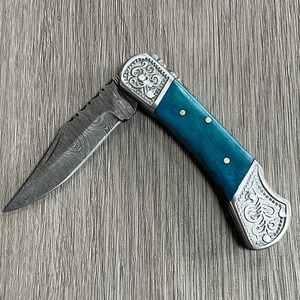 Navaja Plegable Personalizada OEM con Mango Azul, Cuchillo Utilitario EDC con Bloqueo Lineal para Acampar al Aire Libre y Uso Diario - Product Image 5