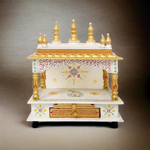 Temple en bois artisanal traditionnel de qualité supérieure, 15*8*18 pouces, pour la décoration murale de la maison ou du bureau, œuvre d'art faite à la main, Pooja Mandir - Product Image 5