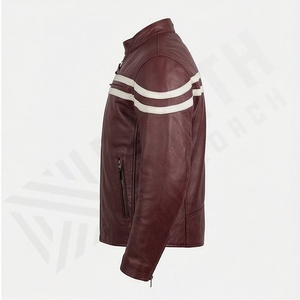 Veste en cuir de vachette véritable NAI-0469A, style motard, poches zippées, motif ventilé, veste de moto de couleur personnalisée - Product Image 3