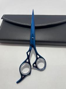 Professional Sharp Blue Titanium Coated Stainless Steel Barber Scissors 6.0 Inch <b>Long</b> Hair Cutting <b>Shears</b> Salon Barber Set - Product Image 3