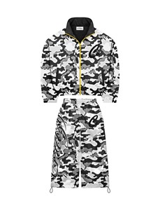 Black White Camo <b>Zip</b> <b>Up</b> Hoodie & Pants Set | Oversized Streetwear Tracksuit | Vintage Washed Graphic Two Piece Set - Product Image 2