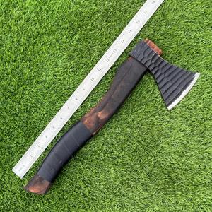 Hand-Forged Industrial High Carbon Steel <b>Axe</b> Custom OEM Ashwood <b>Handle</b> Bearded Hatchet Leather Sheath Camping Bushcraft - Product Image 3